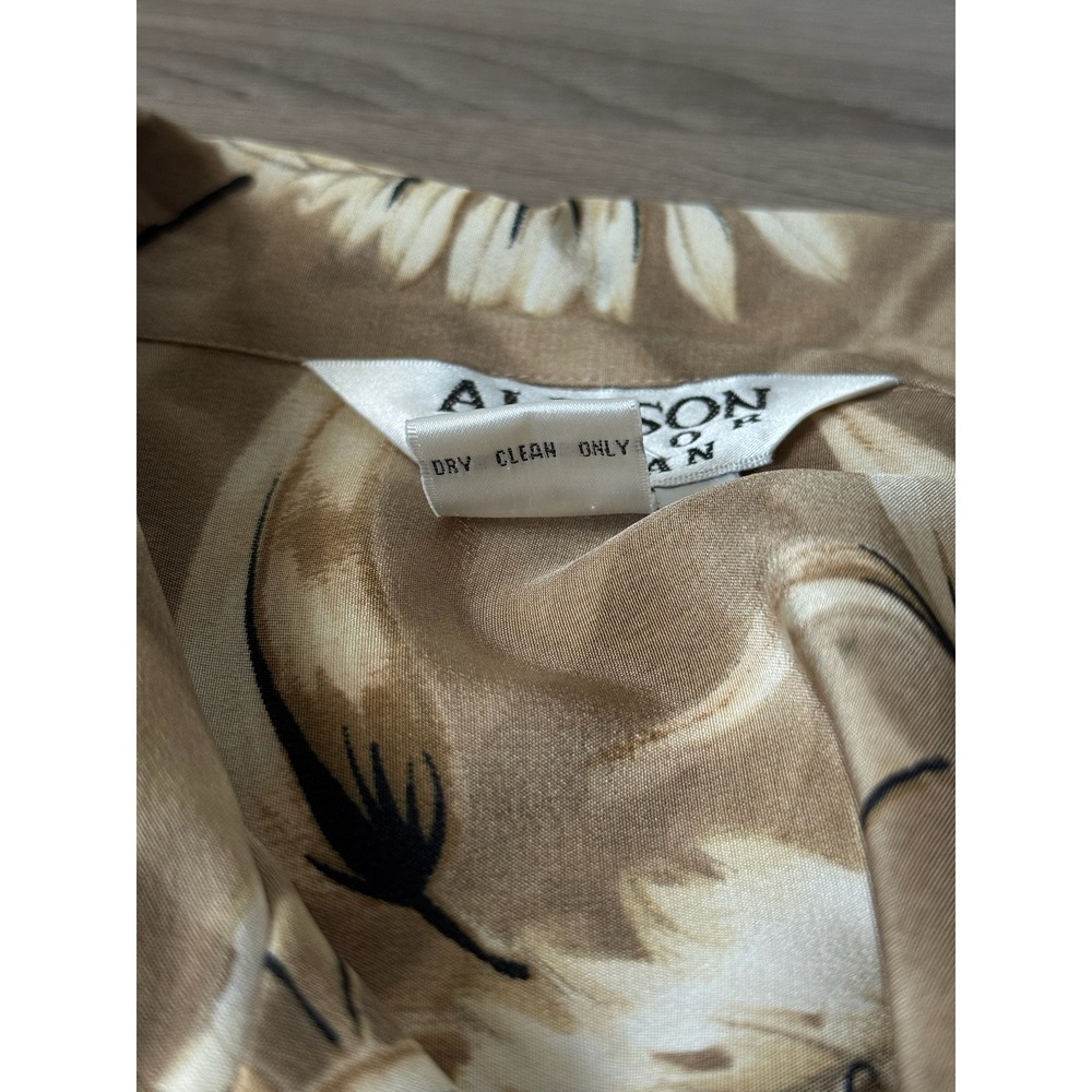 Allison Taylor Woman Vintage 100% Silk 2pc‎ Set Tropical Leaf Shirt 2X Skirt 1X - Picture 9 of 9